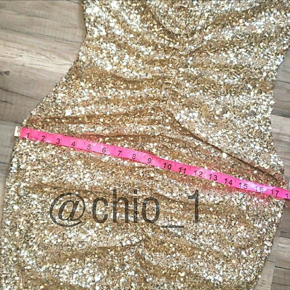ZARA LIMITED EDITION DRAPED SEQUIN GOLD DRESS - Picture 16 of 16